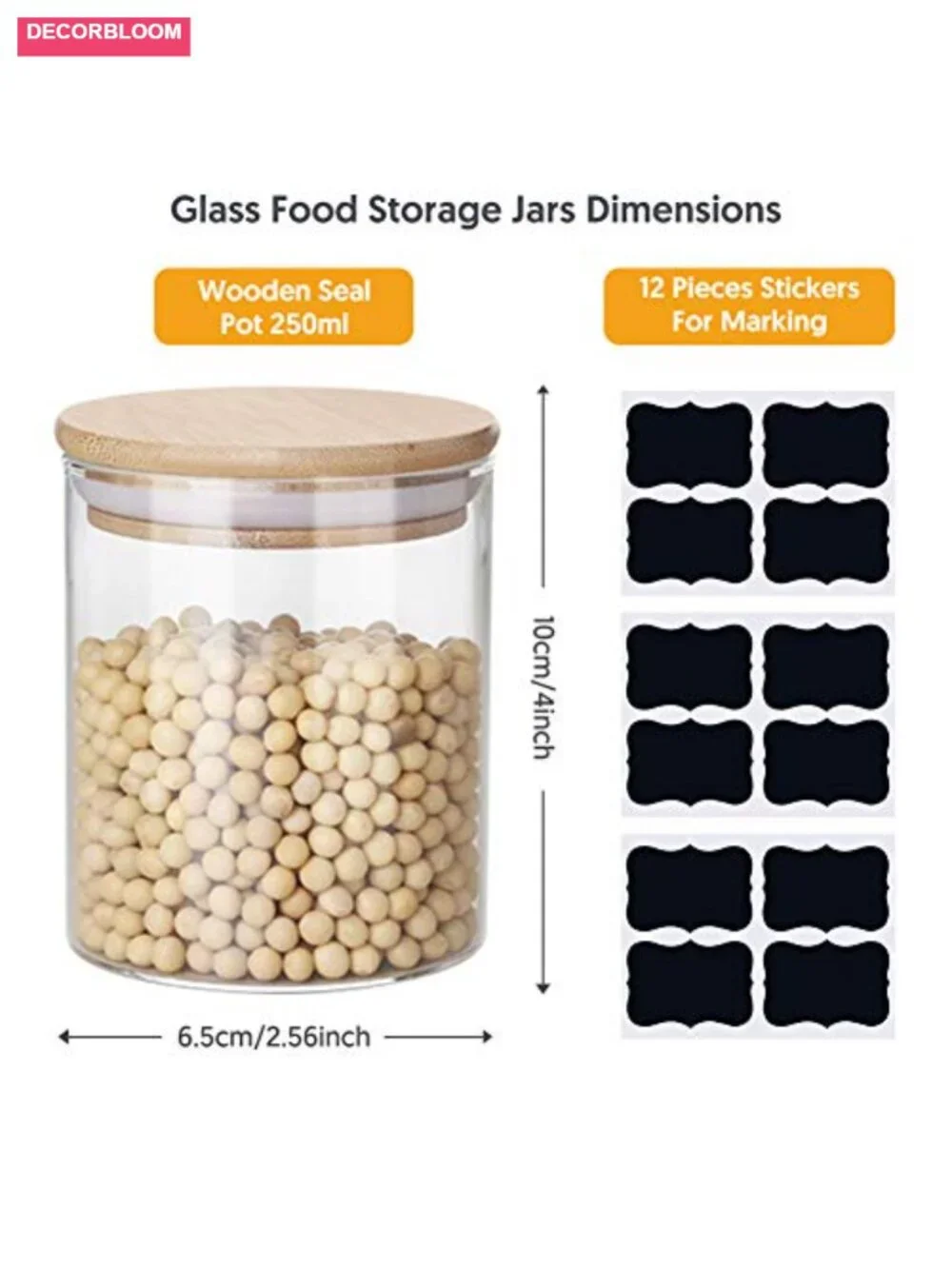 12-Pack 9OZ Glass Jars with Bamboo Airtight Lids & Labels